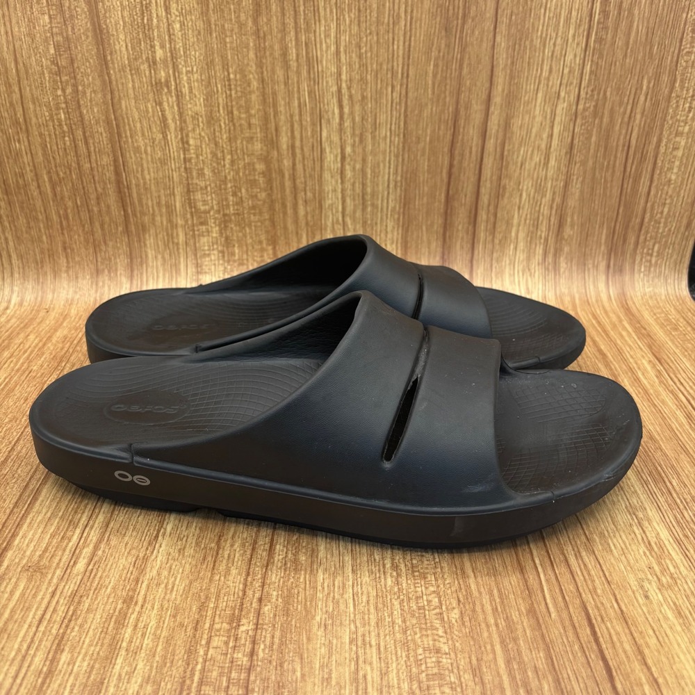 OOFOS OOahh Slide Sandals Men 13 Women 15 Black Recovery Comfort Shoes